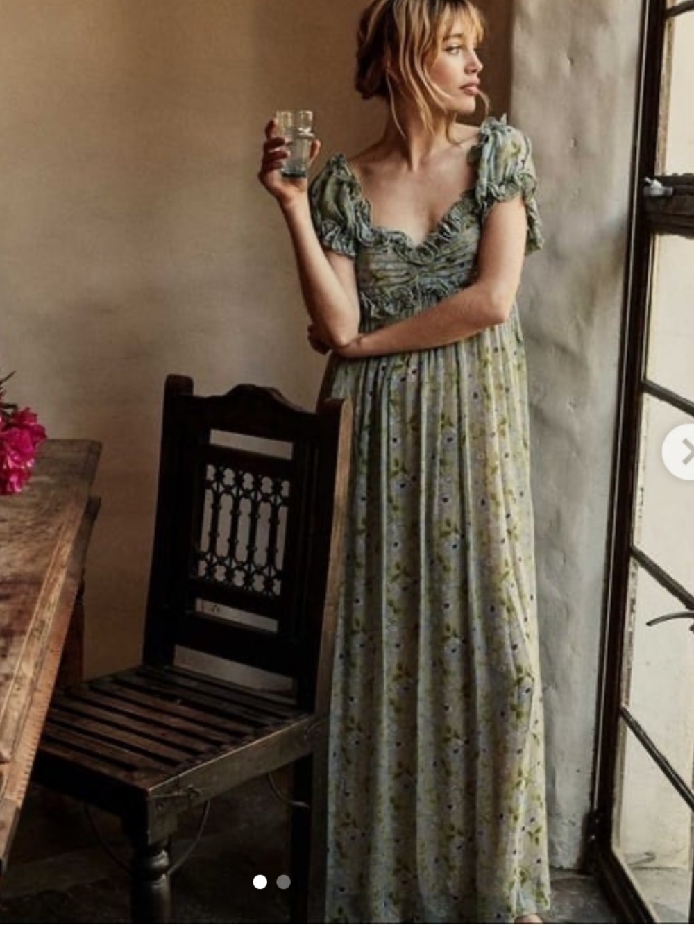 Doen Sage Green Floral Maxi Dress